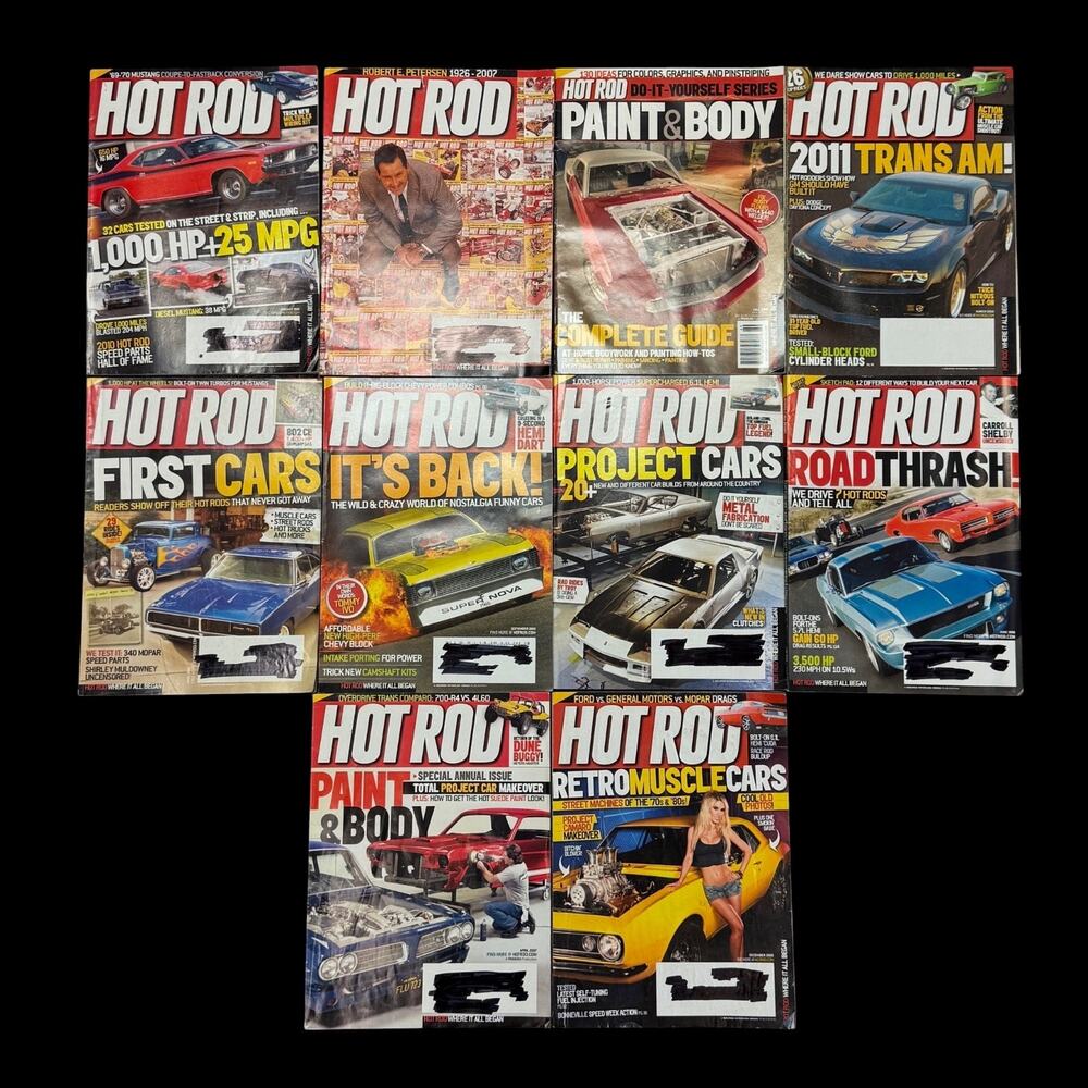 Lot of 10 Hot Rod Magazine Custom Cars Muscle Cars Project Cars Vintage